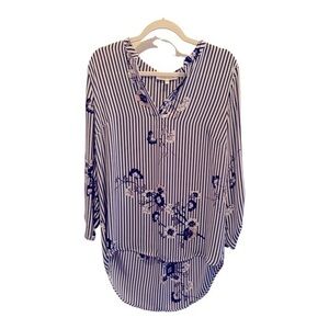 Black Rainn Women’s Striped Floral Blouse – Size L
